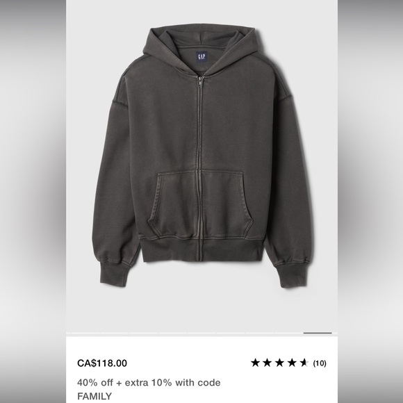GAP zip up heavy weight hoodie - Picture 8 of 8